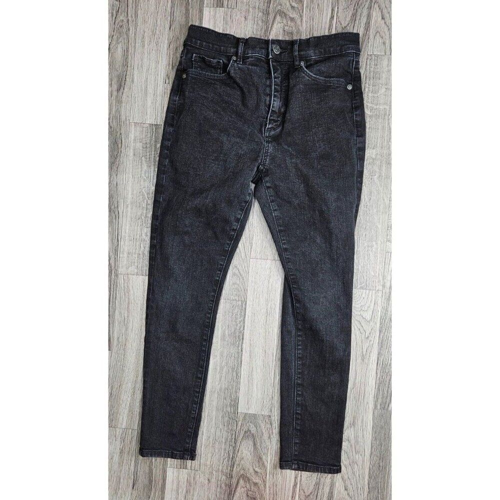 (3/$35) Loft Womens Size 28 / 6 Petite Pockets Skinny Black Grey Denim Jeans‎